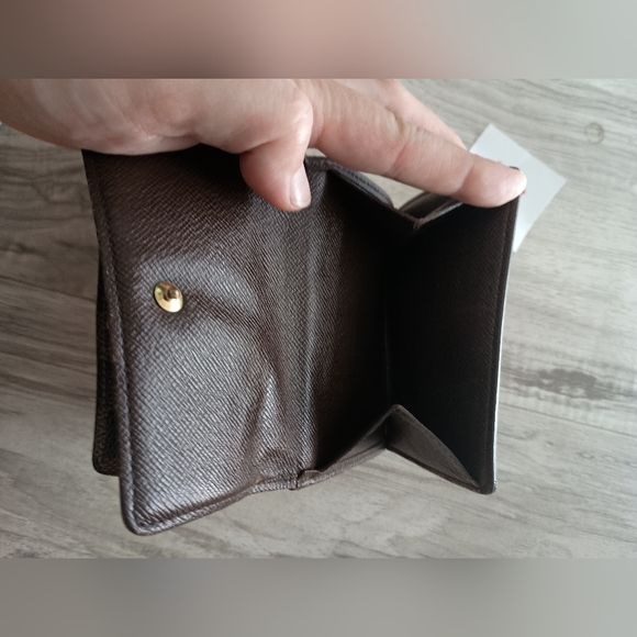 LOUIS VUITTON LV Vintage Damier Check Leather Wallet Brown Medium Trifold Elise - Picture 9 of 11